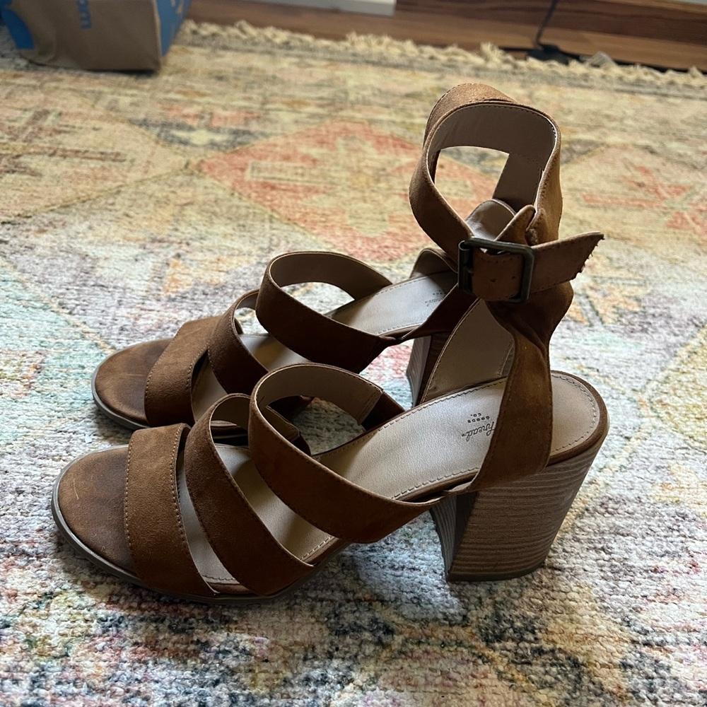 Brown Strappy Block Heel Sandals